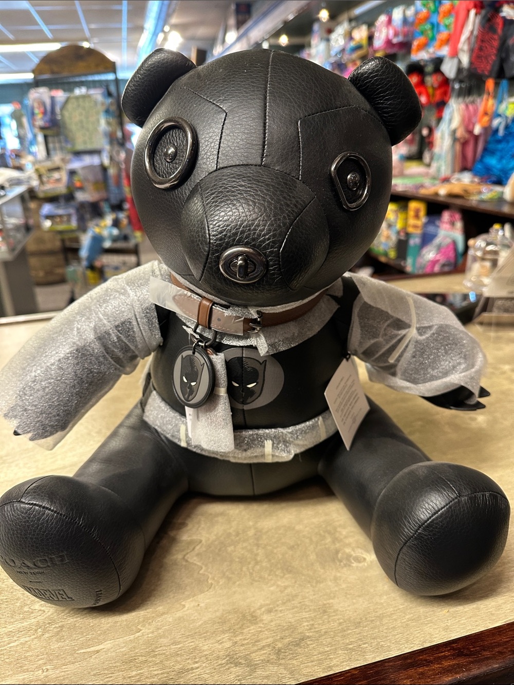 Coach Limited Edition Black Leather Bear  with Logo Tags